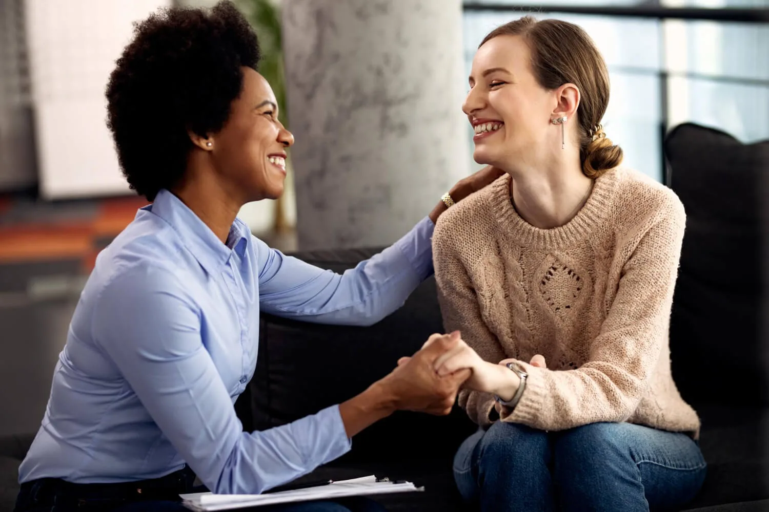 A client in conversation with a mental health professional
